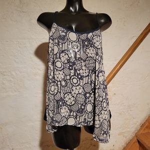 Vtg Philosophy of Paek Printed Tank Top Spaghetti Strap Racerback Sheer